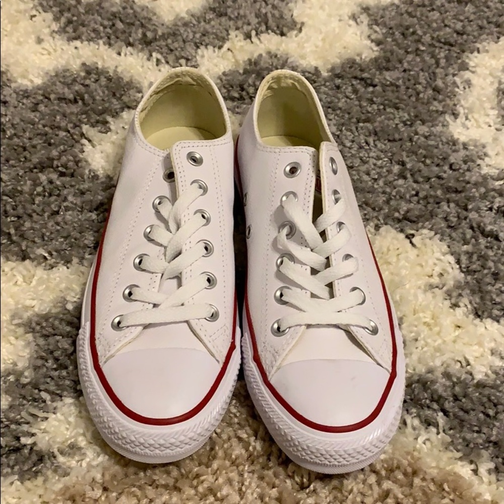 All white leather chuck converse